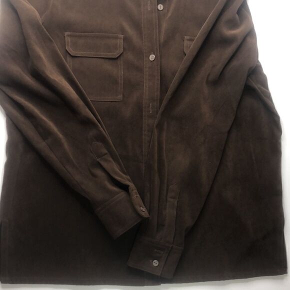 ALLISON TAYLOR Stretch Brown Button-Down Blouse Classic Wear Size XL - Picture 6 of 9
